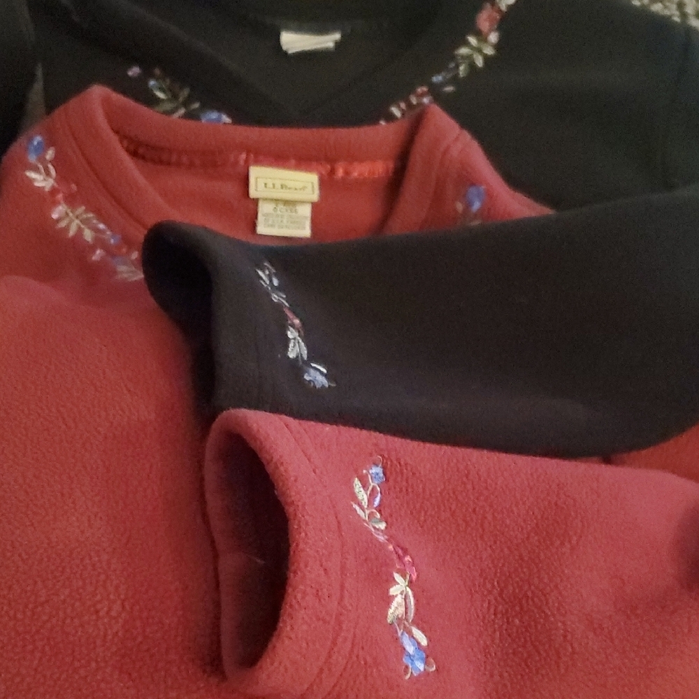 L.L. Bean Women's Red Fleece V-neck Pullover.